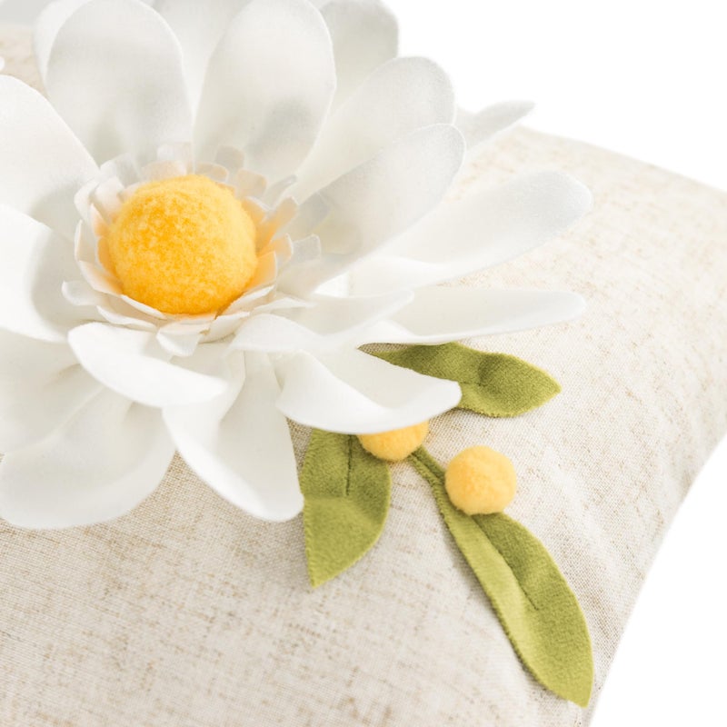 OiseauVoler 3D Flower Throw Pillow Covers Decorative Floral Cushion Covers Cases Pillowcases for Sofa Couch Bed Home Decor 12x20 Inch White - Image 5